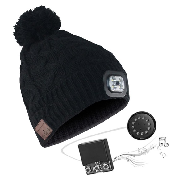 ? LED MIC BEANIE HAT MUSIC HEADPHONES CAP WIRELESS NIGHT HEAD LIGHT WARM SKI main image 5